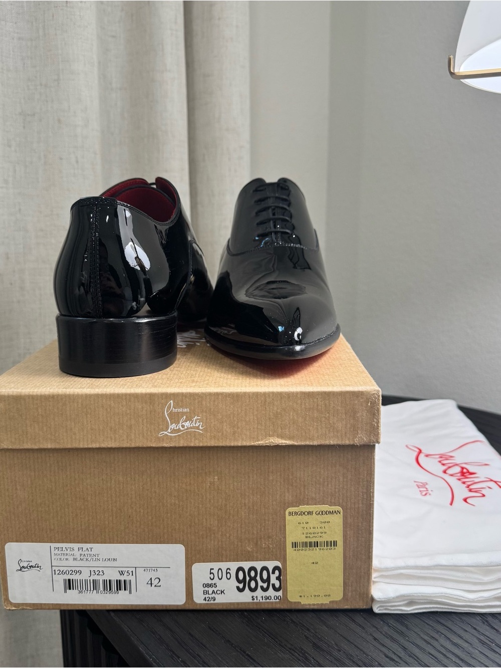 Christian Louboutin Pelvis Lace-Up Dress Shoes Patent Black 42 - Picture 9 of 9